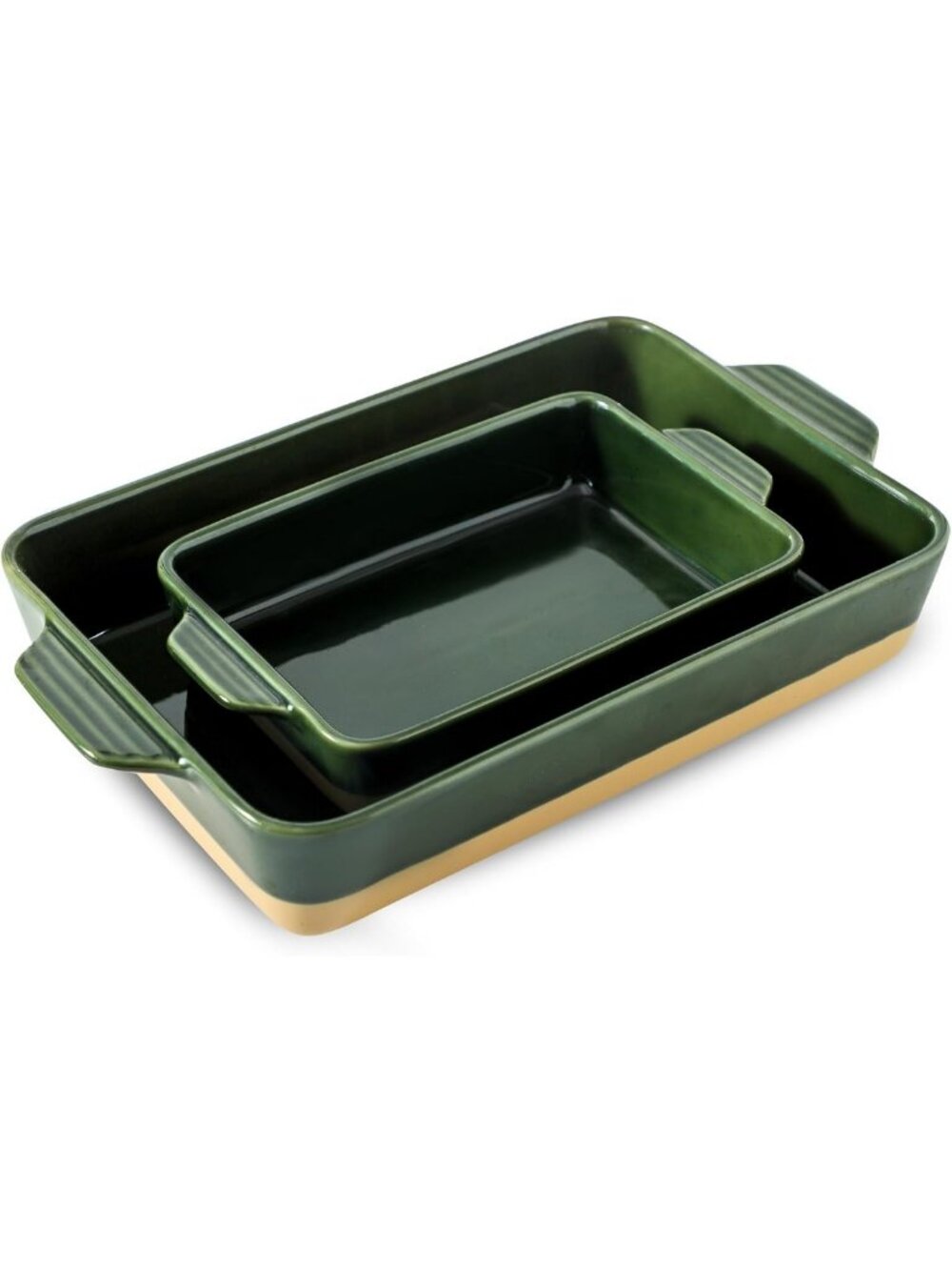 Large 9x13 Ceramic Casserole Dish with Handles - Porcelain Bakeware Set, Forest